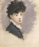 Edouard Manet La femme au chapeau noir (mk40) Spain oil painting reproduction